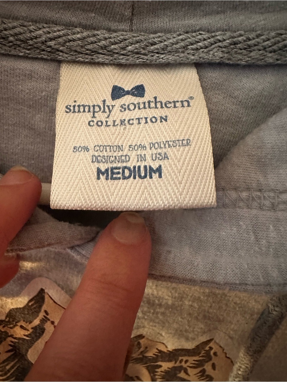 Simply Southern Mountain Graphic Hoodie Sweatshirt Medium Gray Sleeve Print Jeep - Picture 5 of 6